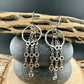 Sterling Silver Hammered Circle Earrings • Triple Chain Dangle • Modern Drop Earrings