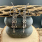 Sterling Silver Hammered Circle Earrings • Triple Chain Dangle • Modern Drop Earrings