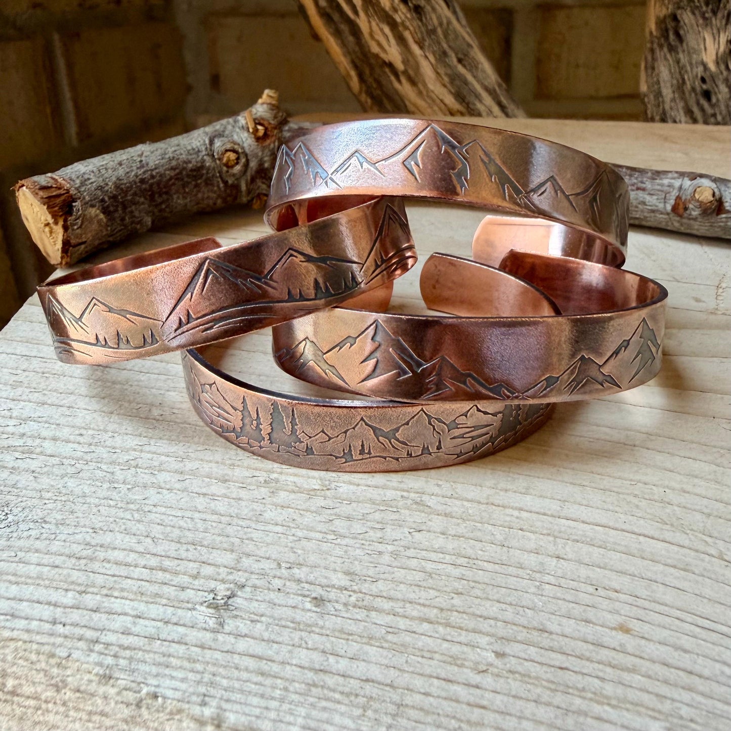 Rustic Mountains Copper Cuff • Hand‑Forged Raw Copper Bracelet