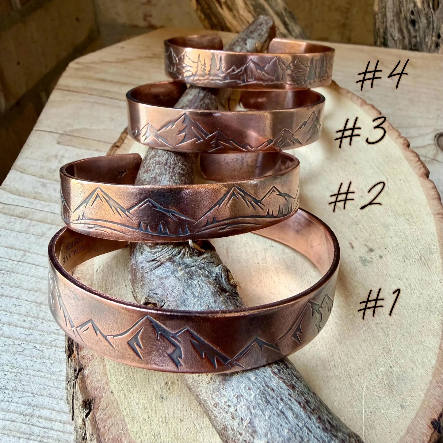 Rustic Mountains Copper Cuff • Hand‑Forged Raw Copper Bracelet