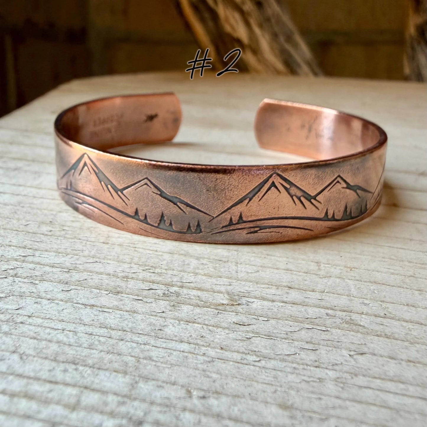 Rustic Mountains Copper Cuff • Hand‑Forged Raw Copper Bracelet