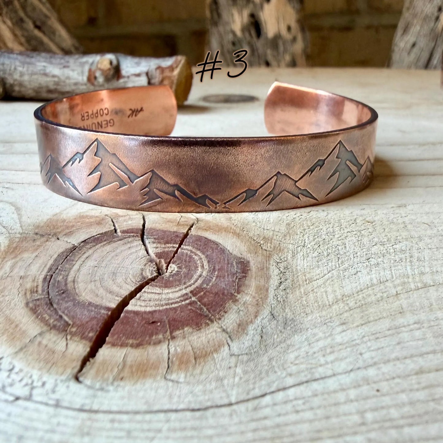 Rustic Mountains Copper Cuff • Hand‑Forged Raw Copper Bracelet