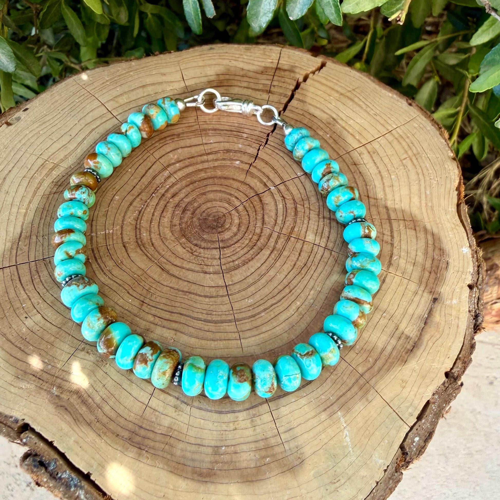 Kingman Blue Turquoise Bracelet • Sterling Silver Southwest Style