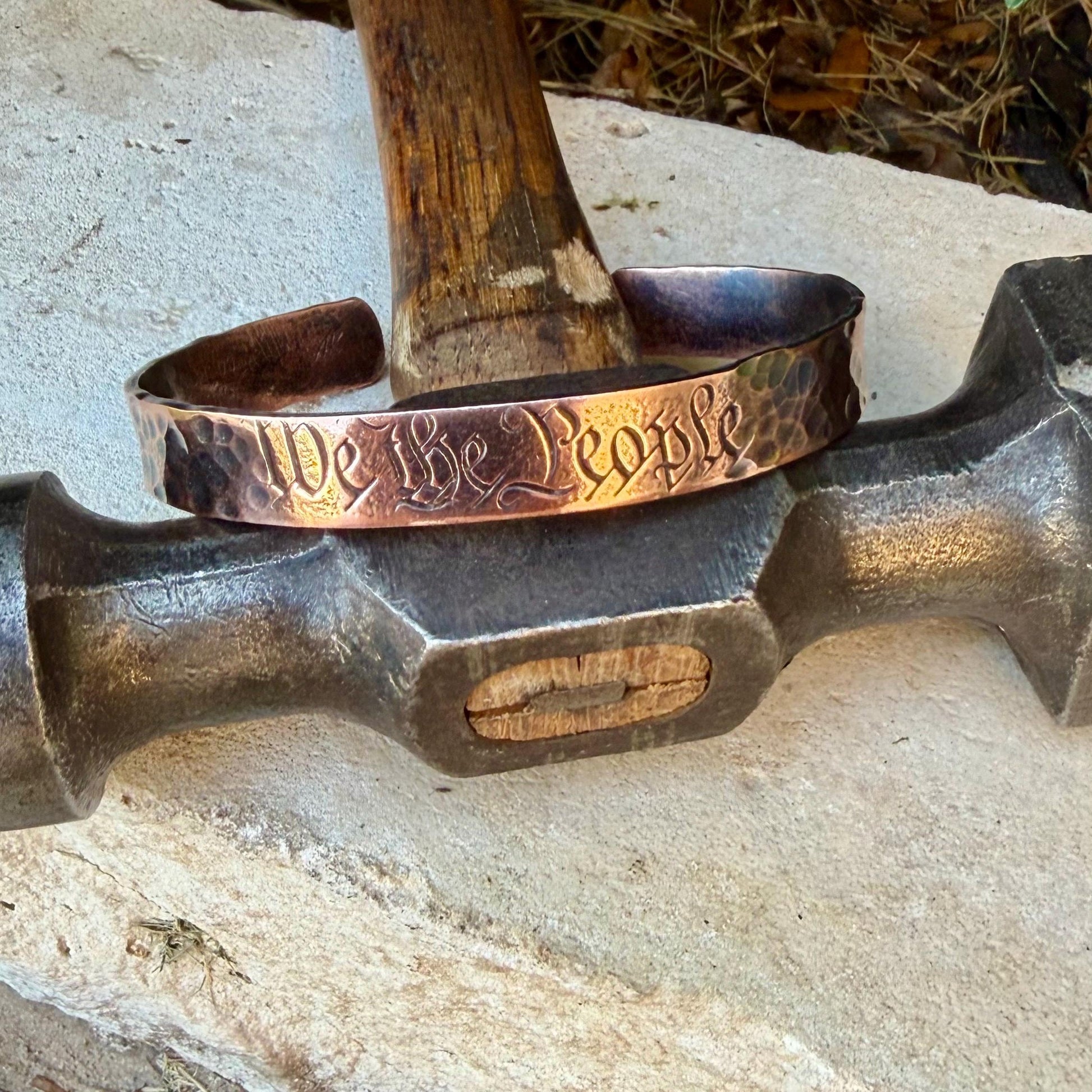 We The People Bracelet• Hand‑Forged Hammered Raw Copper Cuff
