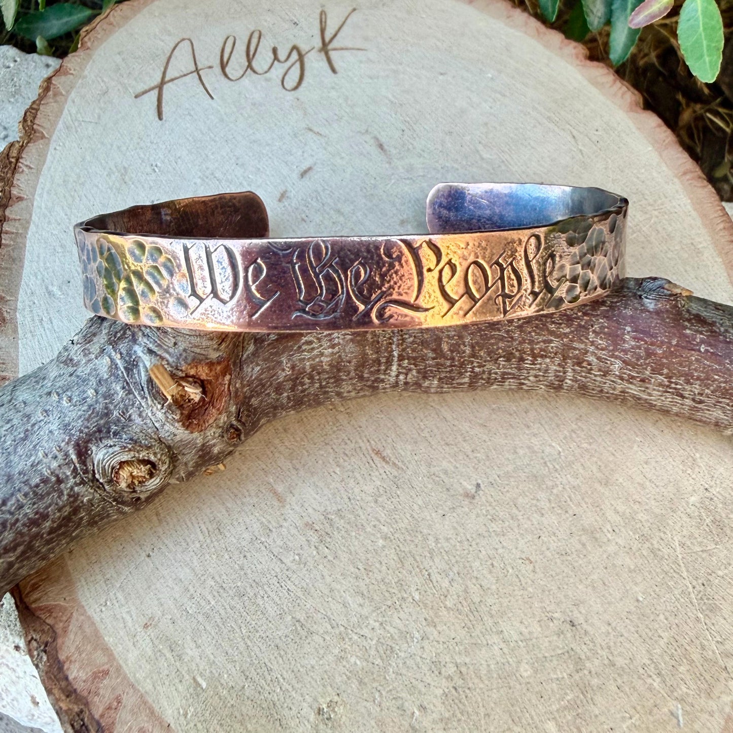 We The People Bracelet• Hand‑Forged Hammered Raw Copper Cuff