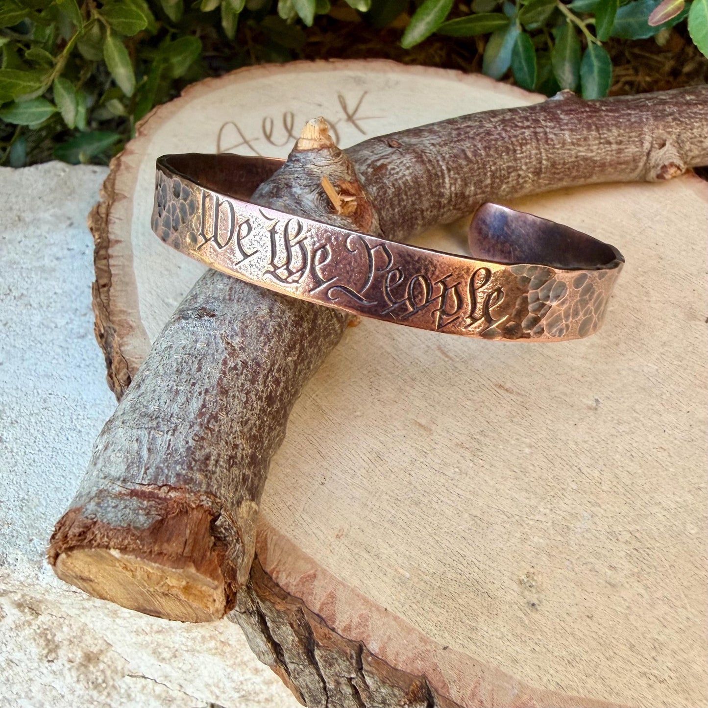 We The People Bracelet• Hand‑Forged Hammered Raw Copper Cuff