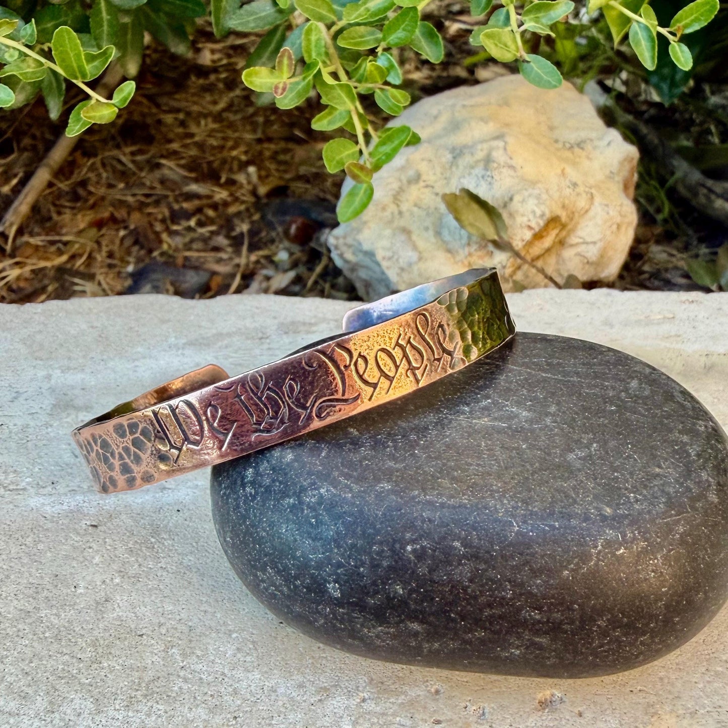 We The People Bracelet• Hand‑Forged Hammered Raw Copper Cuff