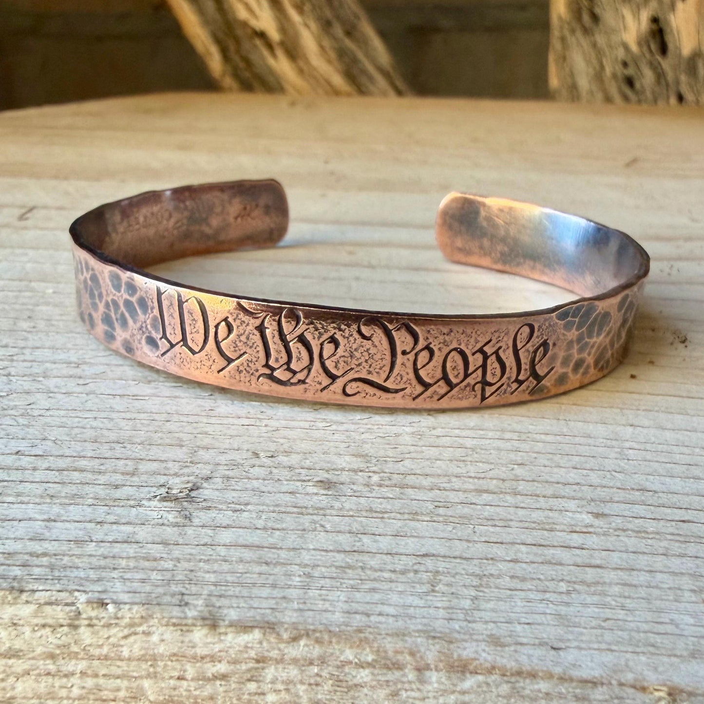 We The People Bracelet• Hand‑Forged Hammered Raw Copper Cuff