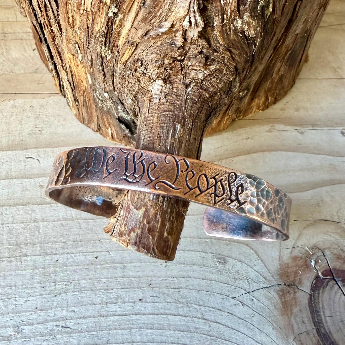 We The People Bracelet• Hand‑Forged Hammered Raw Copper Cuff