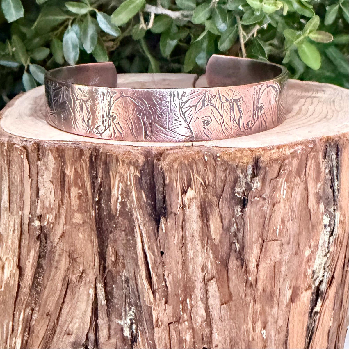Horse Embossed Copper Cuff • Rustic Raw Copper Bracelet • Hand‑Forged Southwestern Jewelry