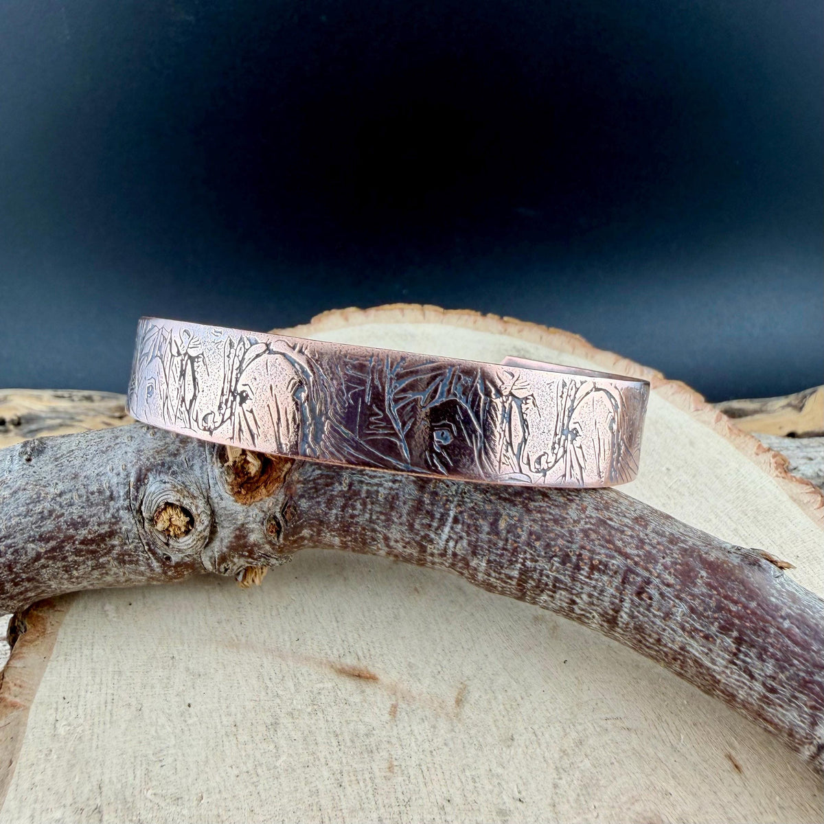 Horse Embossed Copper Cuff • Rustic Raw Copper Bracelet • Hand‑Forged Southwestern Jewelry