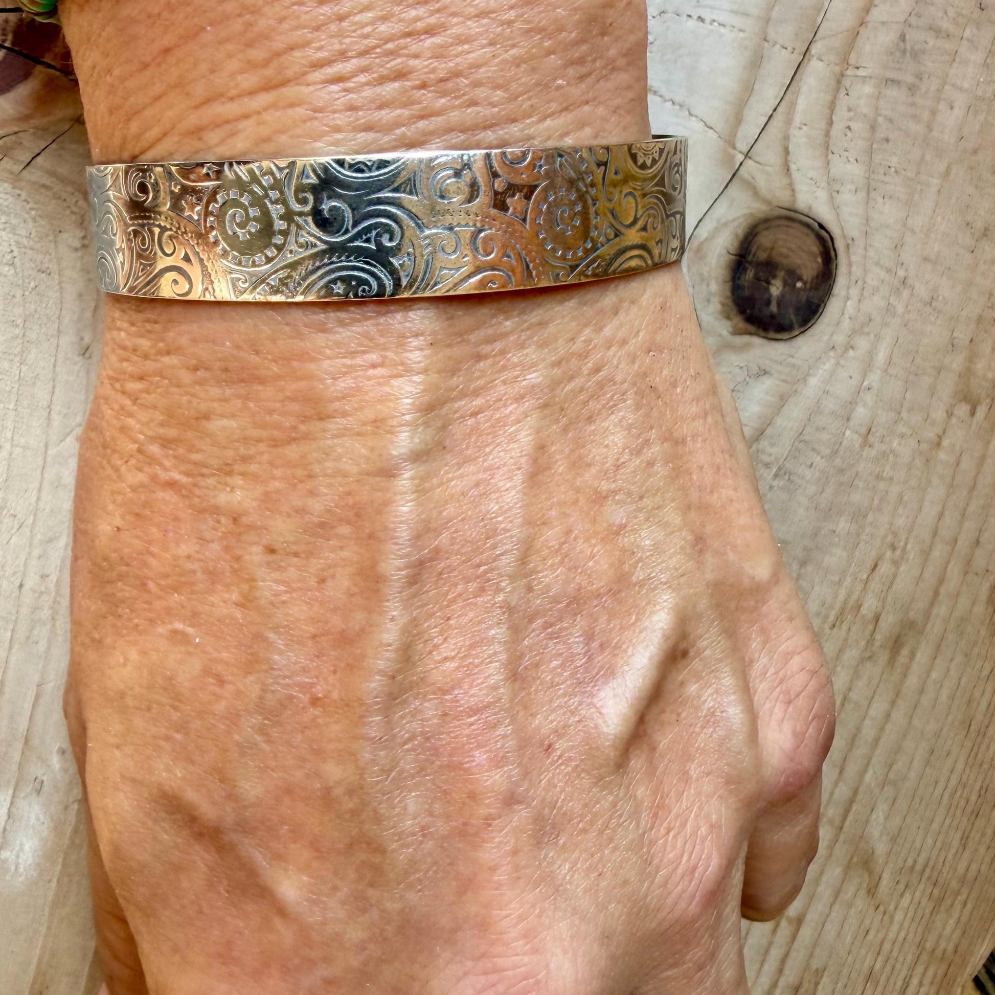 Sterling Silver Paisley Cuff • Embossed Silver Bracelet • Southwestern Jewelry