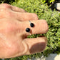Black Onyx Sterling Silver Ring • Adjustable Double Cabochon Bezel • Midnight Onyx Stone