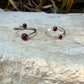 Garnet Sterling Silver Ring • Adjustable Double Bezel • Deep Red Garnet Cabochon