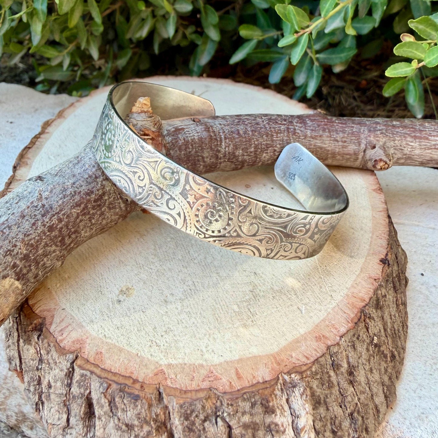Sterling Silver Paisley Cuff • Embossed Silver Bracelet • Southwestern Jewelry