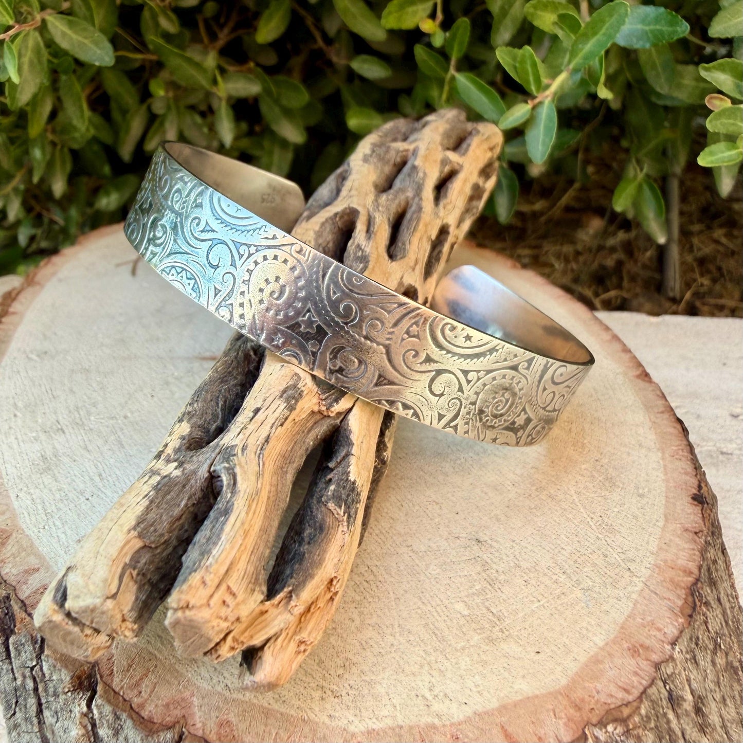 Sterling Silver Paisley Cuff • Embossed Silver Bracelet • Southwestern Jewelry
