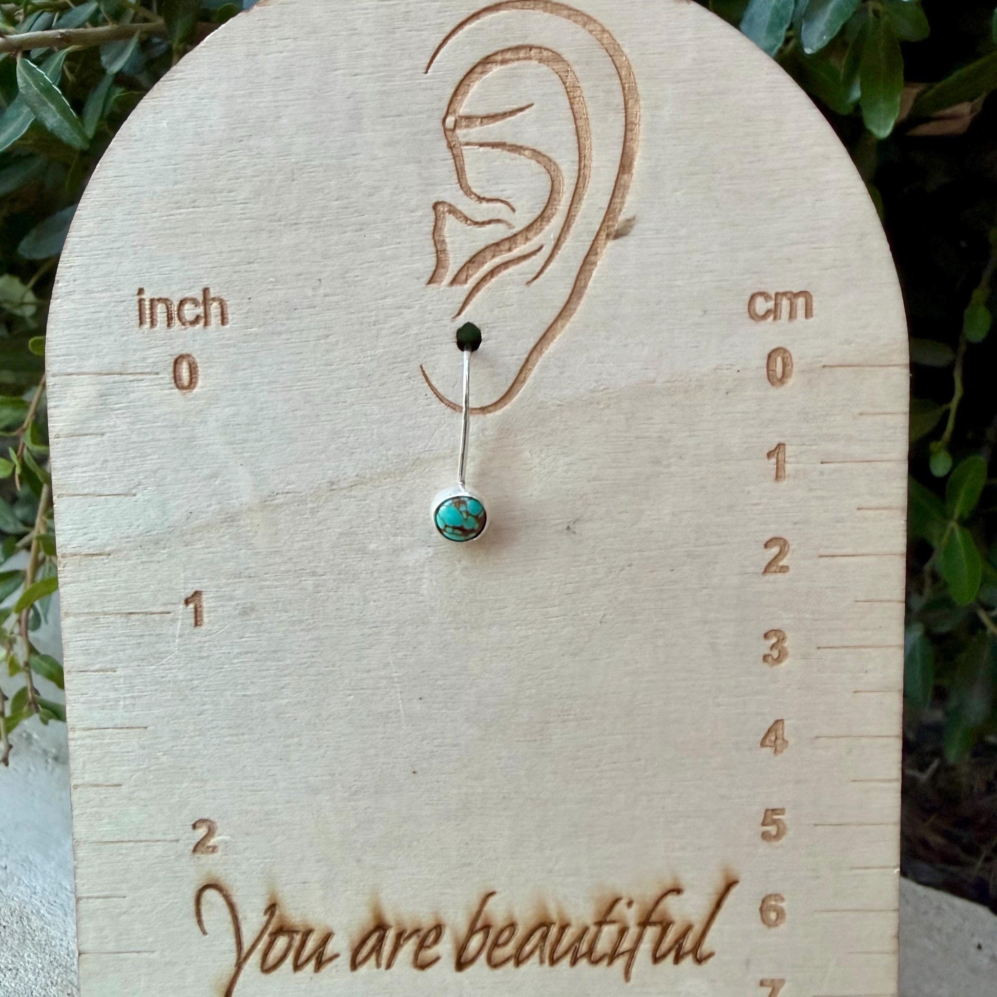 Number 8 Turquoise Dangle Earrings • 6mm Cabochon Drop • Sterling or Argentium Silver