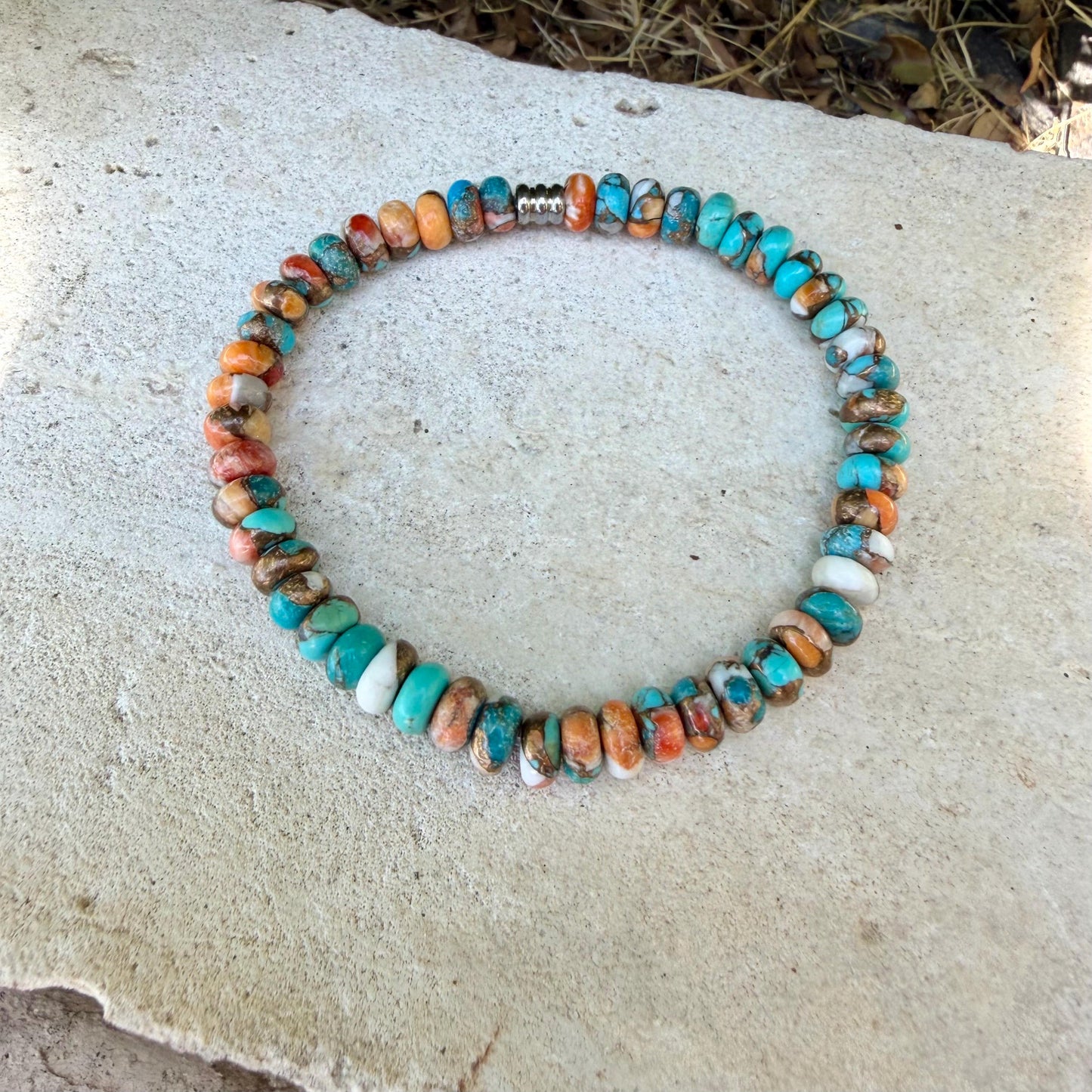 Spiny Oyster Kingman Turquoise Stretch Bracelet • Southwest Jewelry