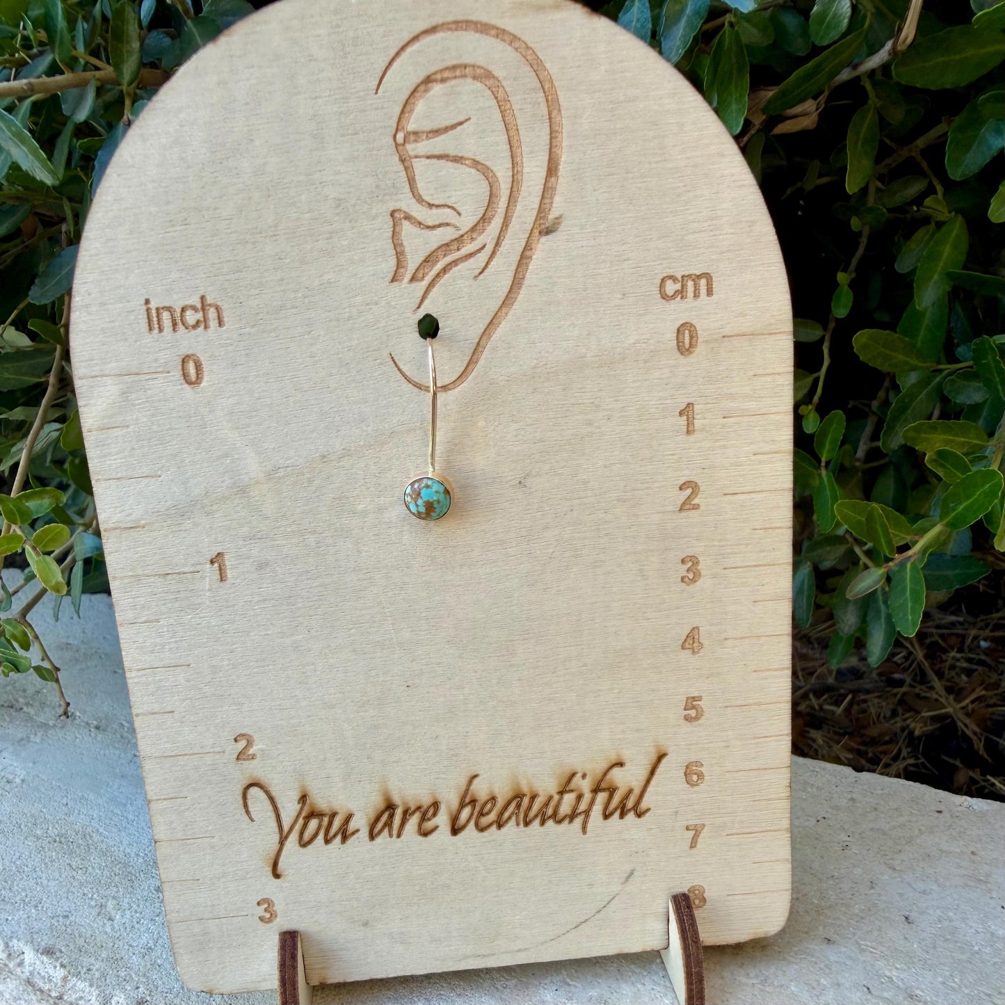 14k Gold‑Filled Number 8 Turquoise Earrings • Dangle • 6mm Cabochon Drop