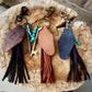 Vintage Skeleton Keychain • Leather Initial Fob • Deerskin Tassel • Kingman Turquoise Accent