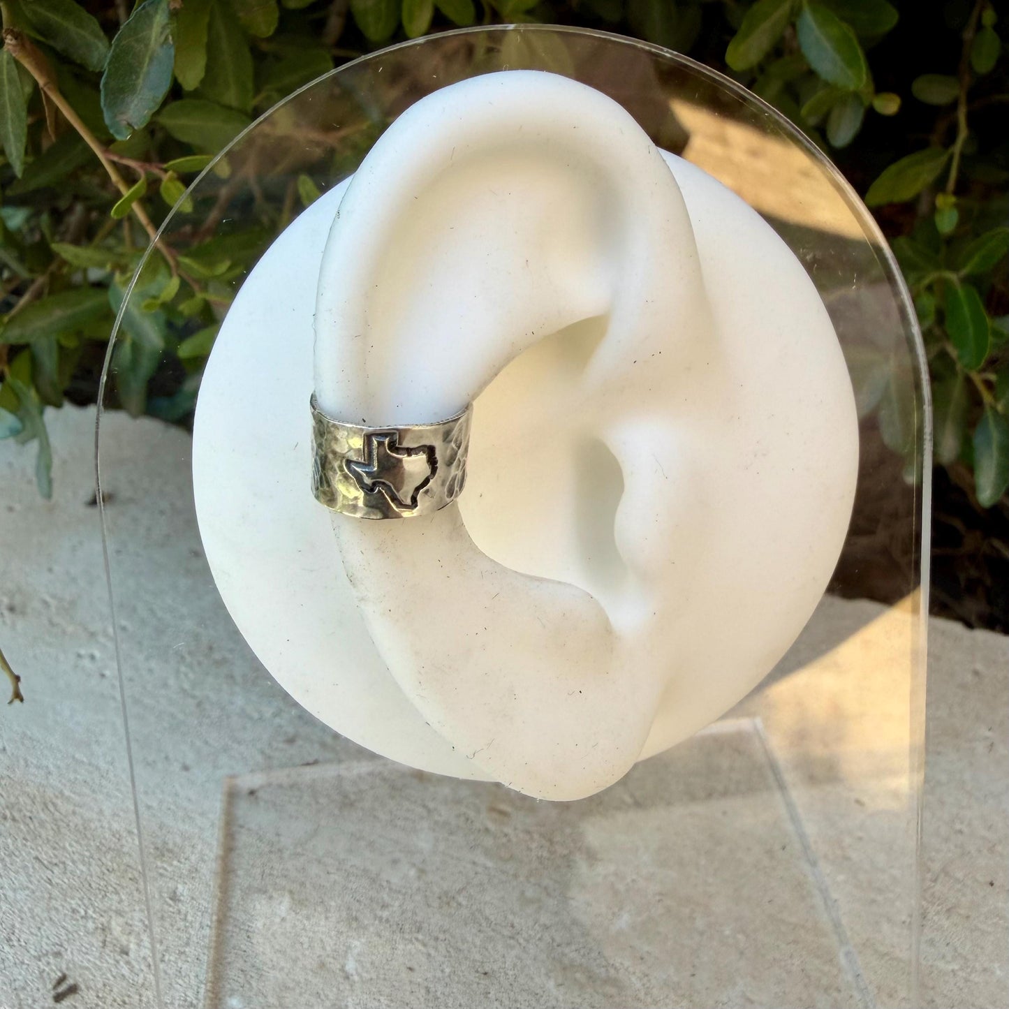 Sterling Silver Texas Hammered Ear Cuff | Wide Conch Band | No-Piercing Earring