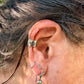Sterling Silver Southwest Cross Hammered Ear Cuff | Wide Conch Band | No-Piercing Earring