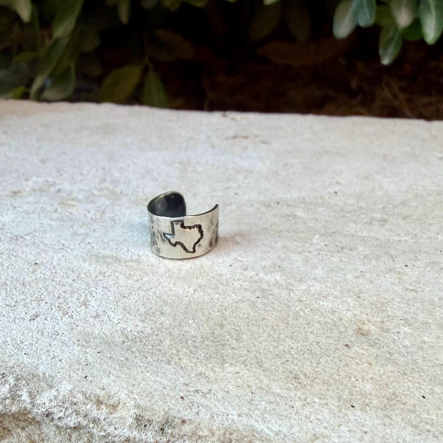 Sterling Silver Texas Hammered Ear Cuff | Wide Conch Band | No-Piercing Earring