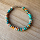 Spiny Oyster Kingman Turquoise Bracelet • Bronze Rondelles • Southwest Jewelry