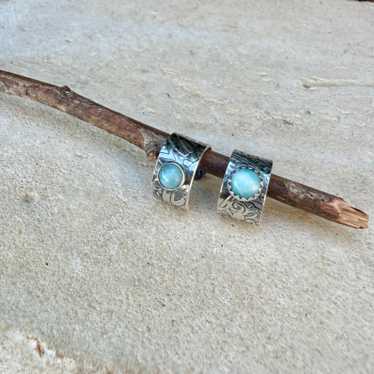 Larimar Ear Cuff • Sterling Silver Floral • 4mm or 5mm • Faux Conch • No Piercing