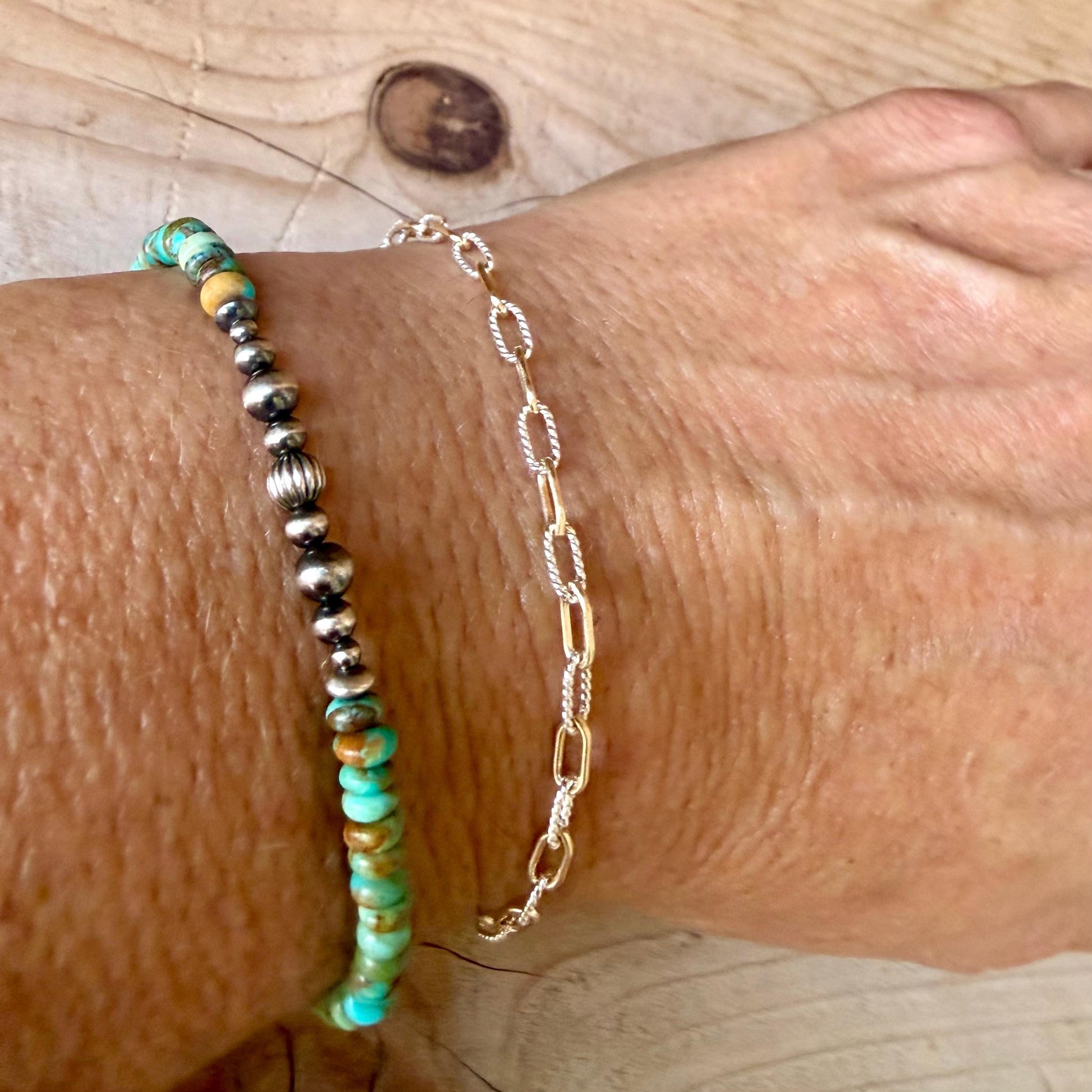 Sterling Silver 14kt Gold Filled Paperclip Bracelet • Twisted Chain • Mixed Metal Layering