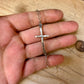 Sterling Silver Sideways Cross Bracelet • Hand‑Forged Cross • Rustic Silver Chain