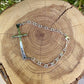 Sterling Silver Sideways Cross Bracelet • Hand‑Forged Cross • Rustic Silver Chain
