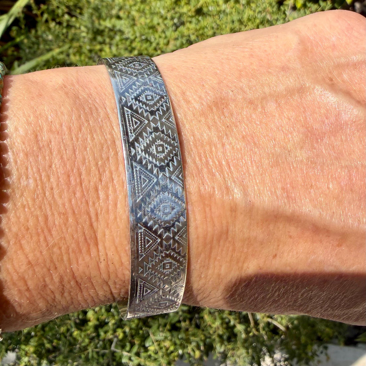 Southwest Sterling Silver Cuff • Embossed 925 Bracelet • Hand‑Forged Unisex Silver Jewelry