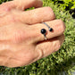 Black Onyx Sterling Silver Ring • Adjustable Double Cabochon Bezel • Midnight Onyx Stone