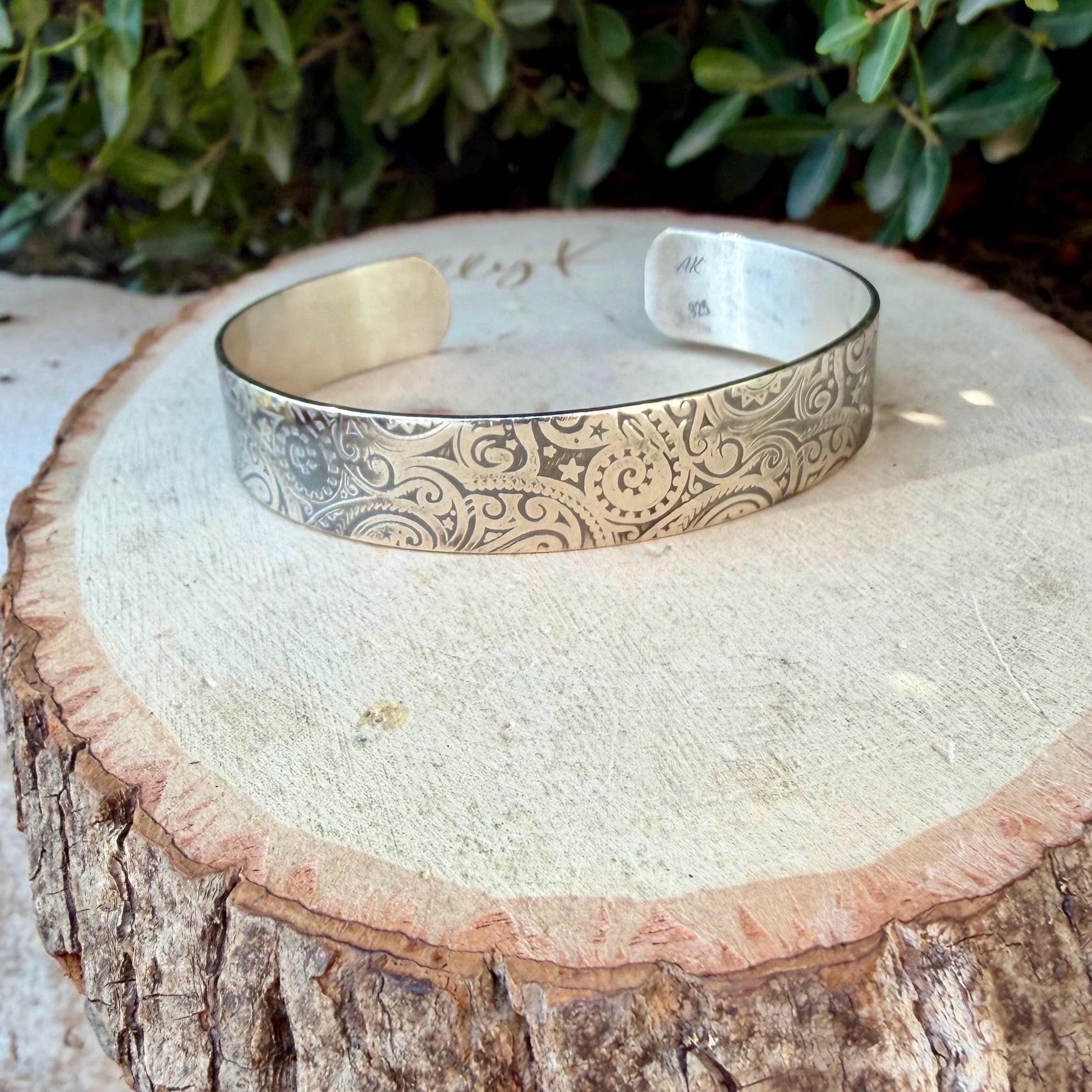 Sterling Silver Paisley Cuff • Embossed Silver Bracelet • Southwestern Jewelry