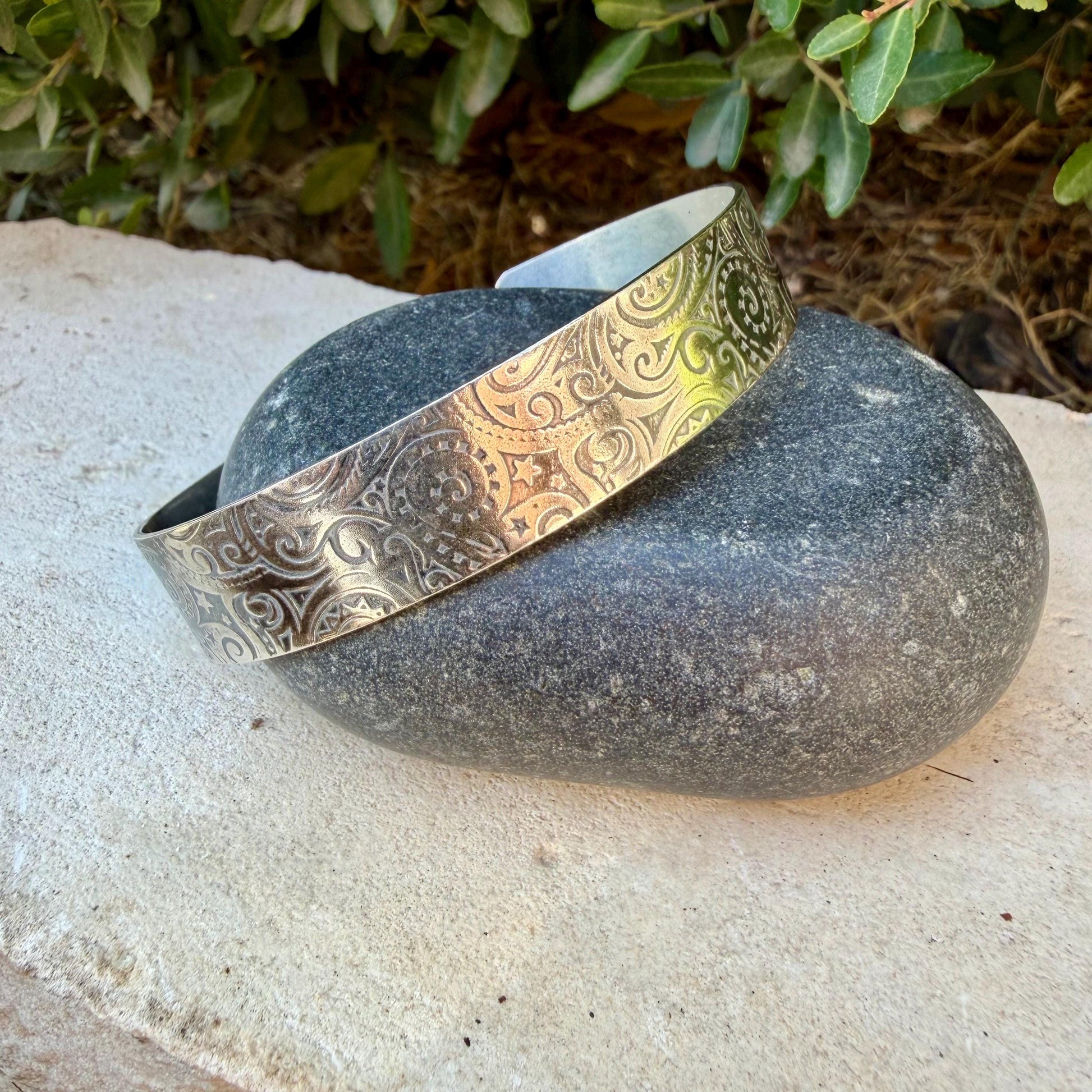 Sterling Silver Paisley Cuff • Embossed Silver Bracelet • Southwestern Jewelry