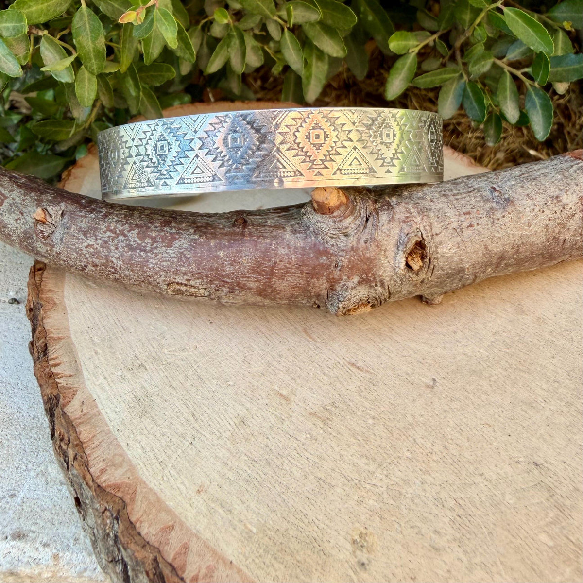 Southwest Sterling Silver Cuff • Embossed 925 Bracelet • Hand‑Forged Unisex Silver Jewelry