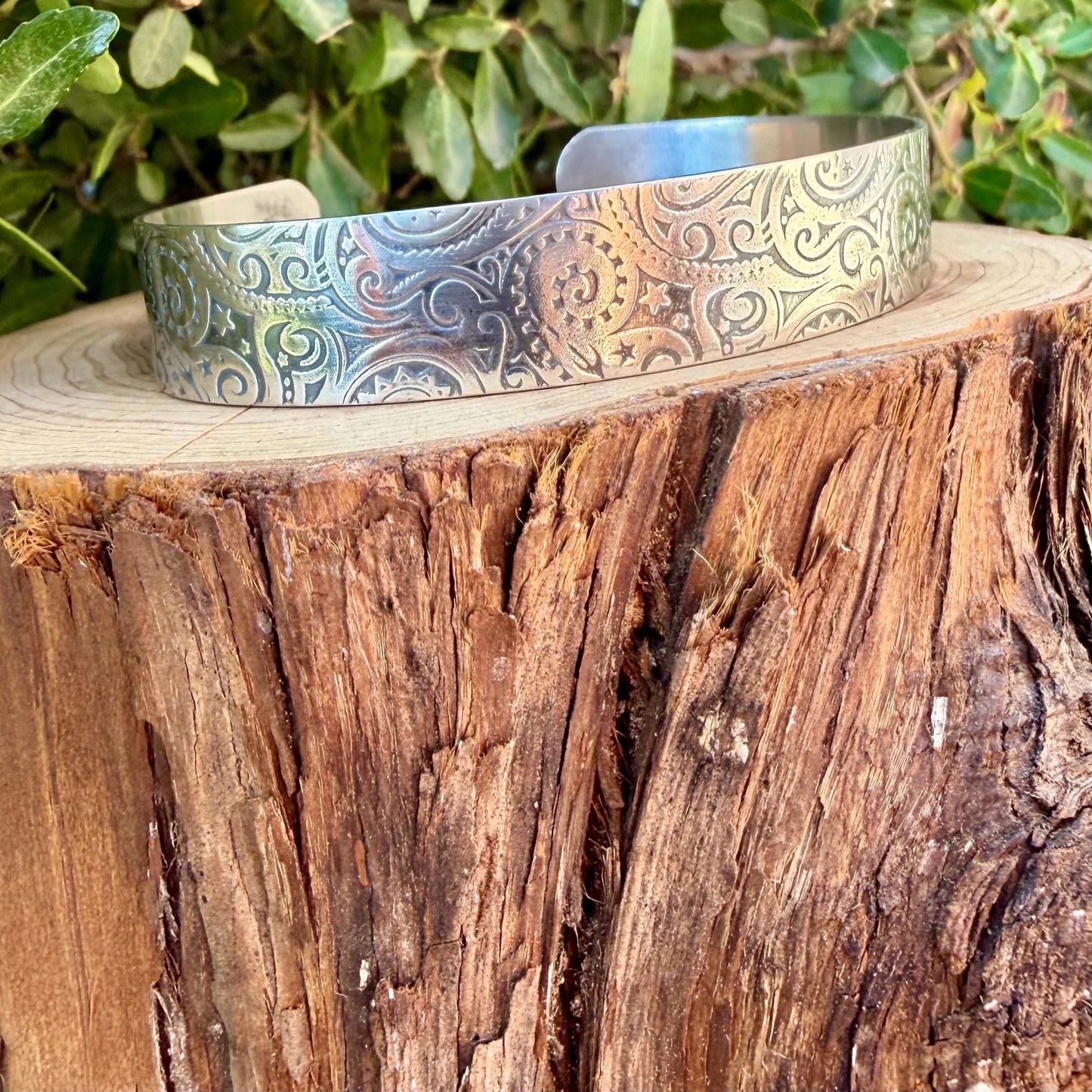 Sterling Silver Paisley Cuff • Embossed Silver Bracelet • Southwestern Jewelry