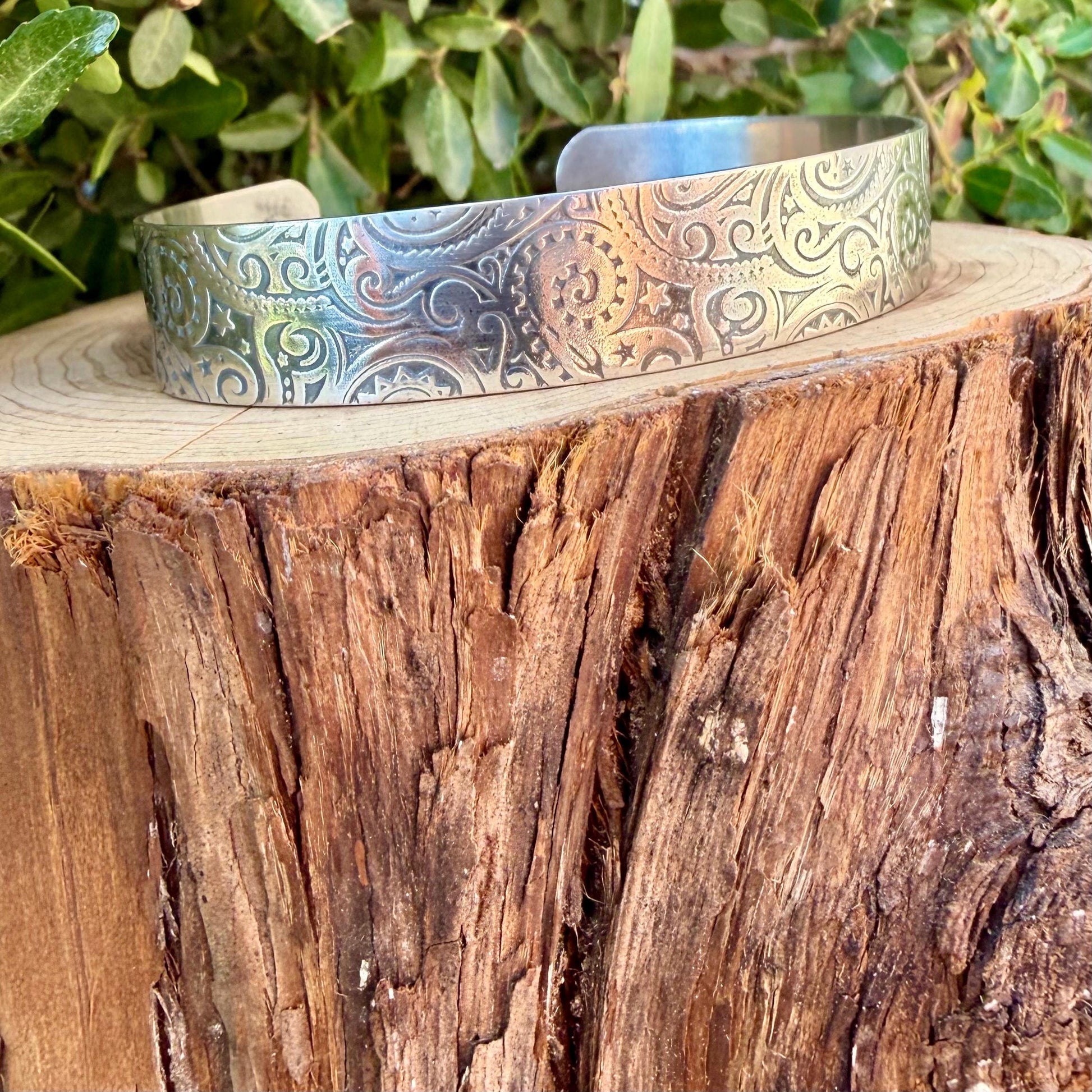 Sterling Silver Paisley Cuff • Embossed Silver Bracelet • Southwestern Jewelry