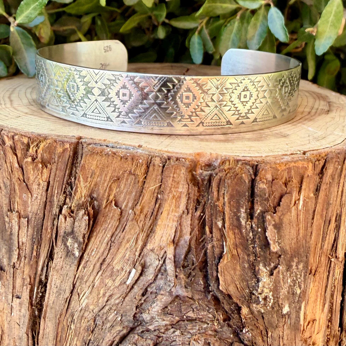 Southwest Sterling Silver Cuff • Embossed 925 Bracelet • Hand‑Forged Unisex Silver Jewelry