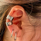Sterling Silver Pink Opal Ear Cuff • Paisley Embossed • Faux Conch • No Piercing Needed