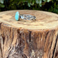 Turquoise & Braided Sterling Silver Band Ring • 10x8mm Number 8 Pear Cabochon