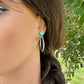 Sterling Silver Turquoise Hoop Earrings • 10x8mm Pear Number 8 Cabochon
