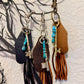 Vintage Skeleton Keychain • Leather Initial Fob • Deerskin Tassel • Kingman Turquoise Accent