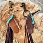 Vintage Skeleton Keychain • Leather Initial Fob • Deerskin Tassel • Kingman Turquoise Accent