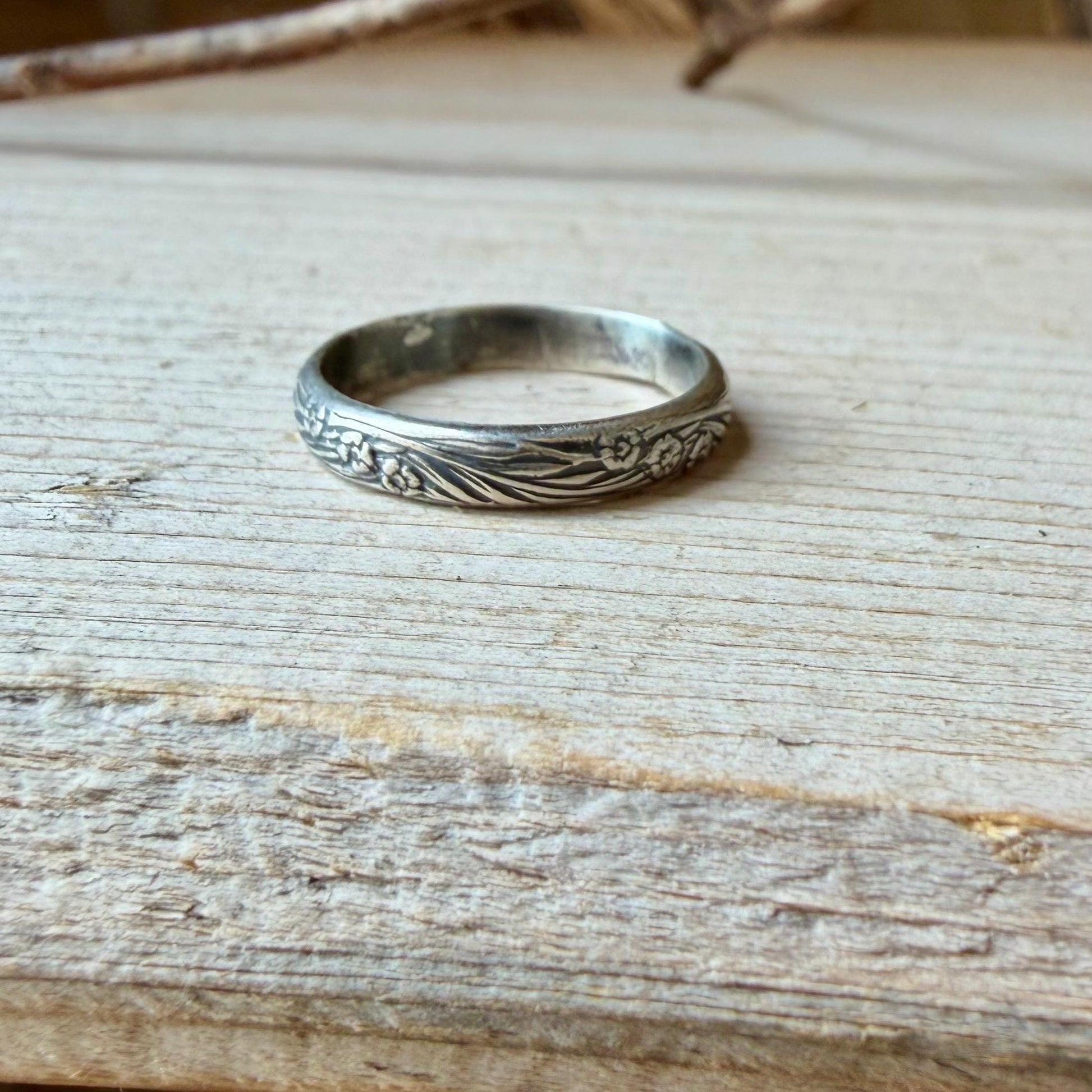 Argentium Silver Band Ring • Rosette Design•Handmade Elegance