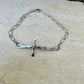 Sterling Silver Sideways Cross Bracelet • Hand‑Forged Cross • Rustic Silver Chain
