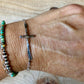 Sterling Silver Sideways Cross Bracelet • Hand‑Forged Cross • Rustic Silver Chain