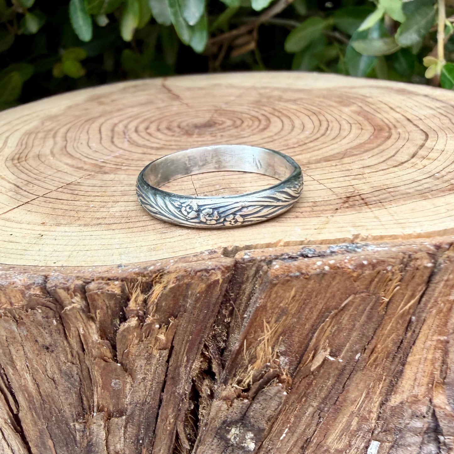 Argentium Silver Band Ring • Rosette Design•Handmade Elegance
