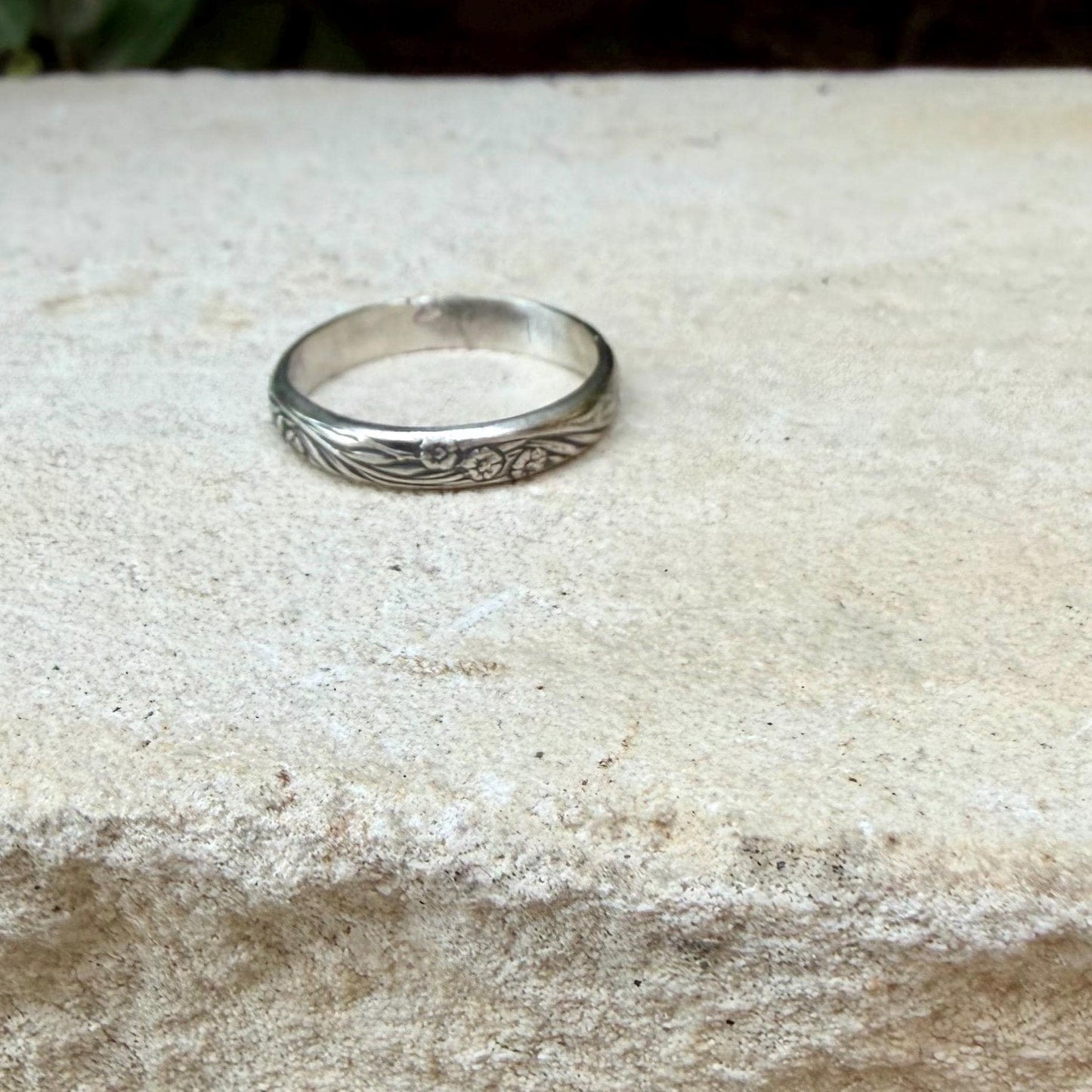 Argentium Silver Band Ring • Rosette Design•Handmade Elegance